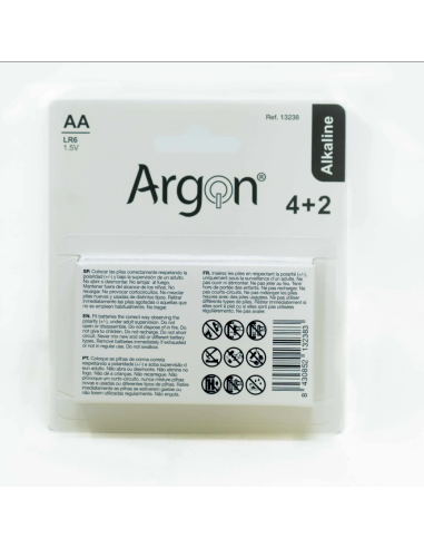 Pilas Alcalinas Argon LR6 AA Baratas | Pack 18 Unidades
