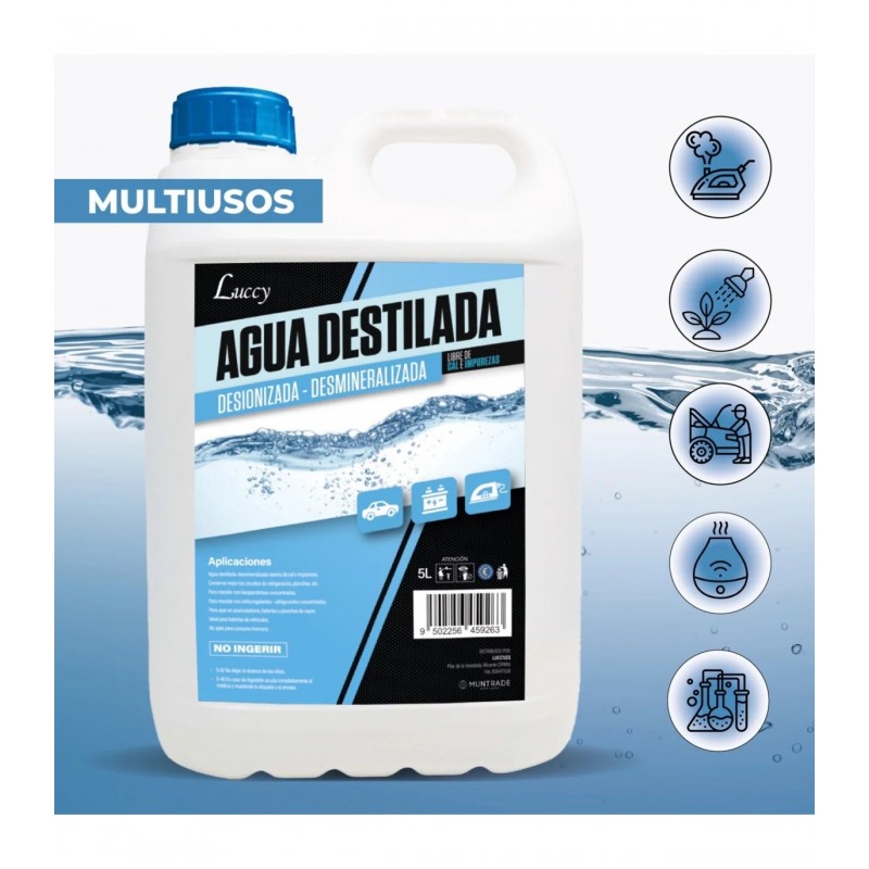 ▷💧 Agua Destilada 5L | Pura y Multiusos para Baterías y Planchas
