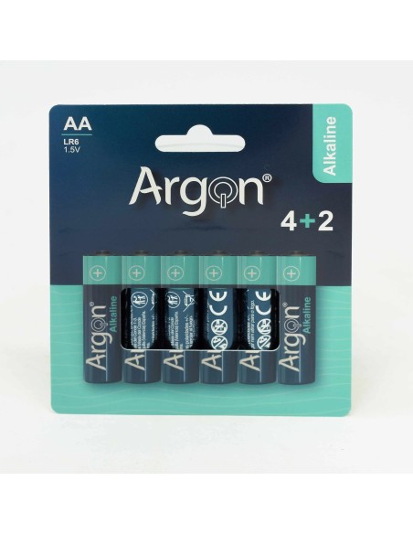 Pilas Alkalinas Argon LR6 AA | Pack 6 Unidades Duraderas