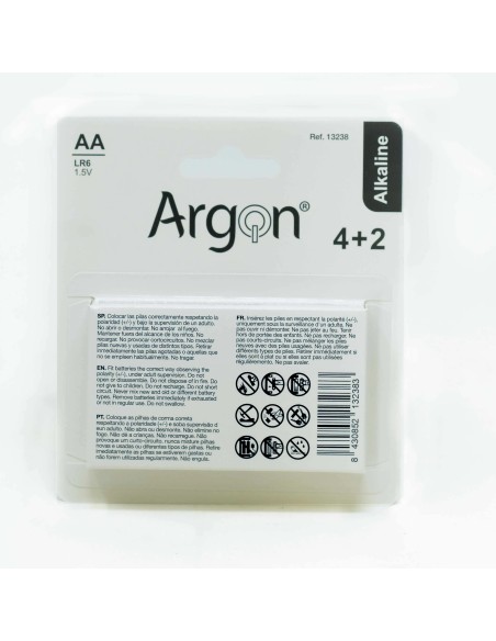 Pilas Alkalinas Argon LR6 AA | Pack 6 Unidades Duraderas