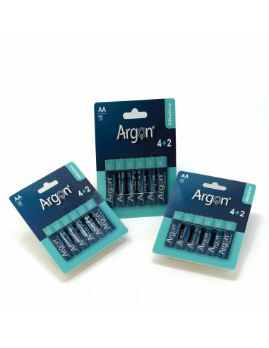 Pilas Alkalinas Argon LR6 AA | Pack 6 Unidades Duraderas