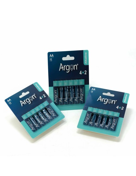 Pilas Alkalinas Argon LR6 AA | Pack 6 Unidades Duraderas