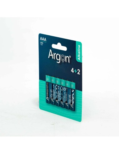Pilas Alkalinas Argon LR03 AAA | Pack 6 Unidades Duraderas