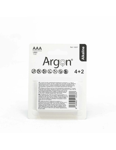 Pilas Alkalinas Argon LR03 AAA | Pack 6 Unidades Duraderas