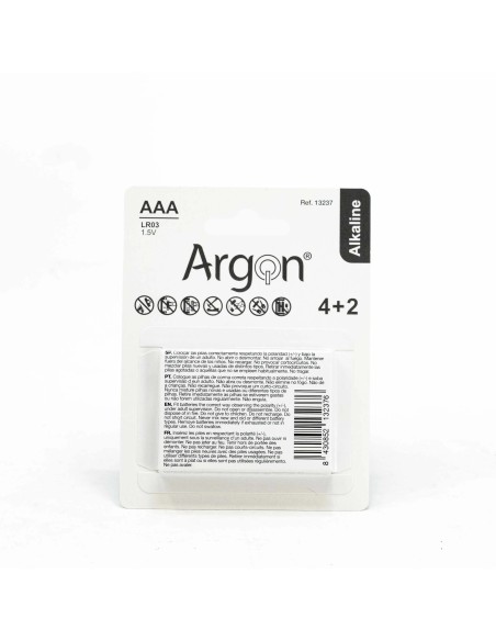 Pilas Alkalinas Argon LR03 AAA | Pack 6 Unidades Duraderas