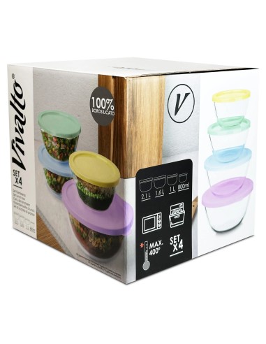 Set 4 Fiambreras de Cristal Baratas | Resistentes y Prácticas